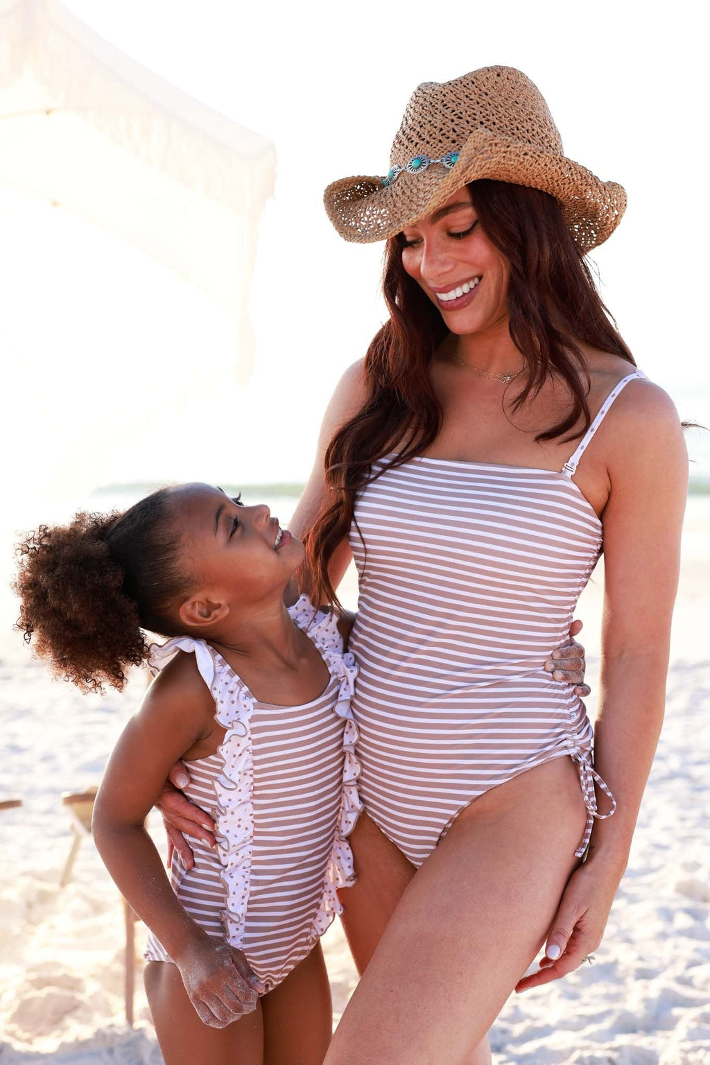 Women's Removable Strap One Piece | Sandy Stripes