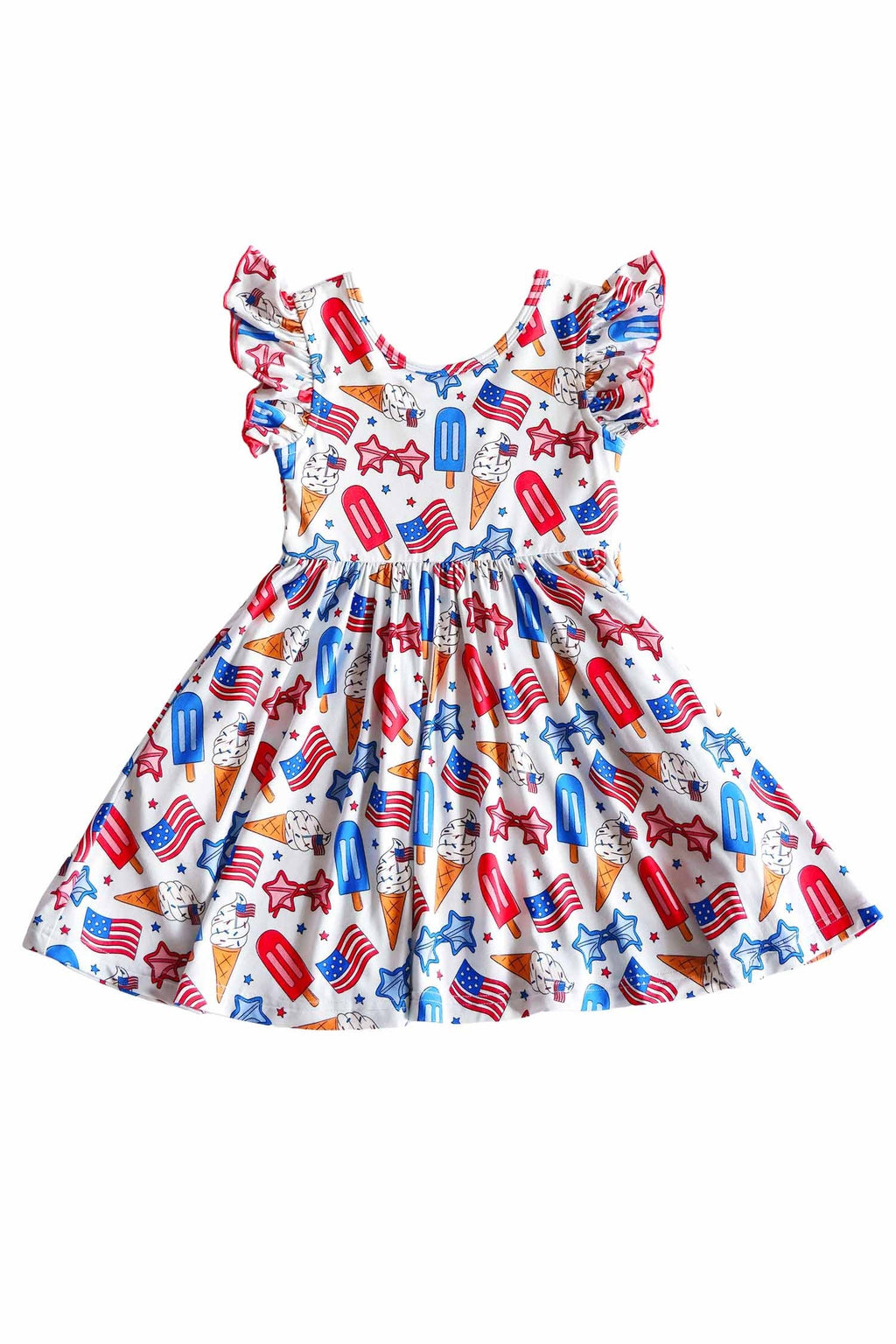 Ruffle Twirl Dress | Red, White & Cool