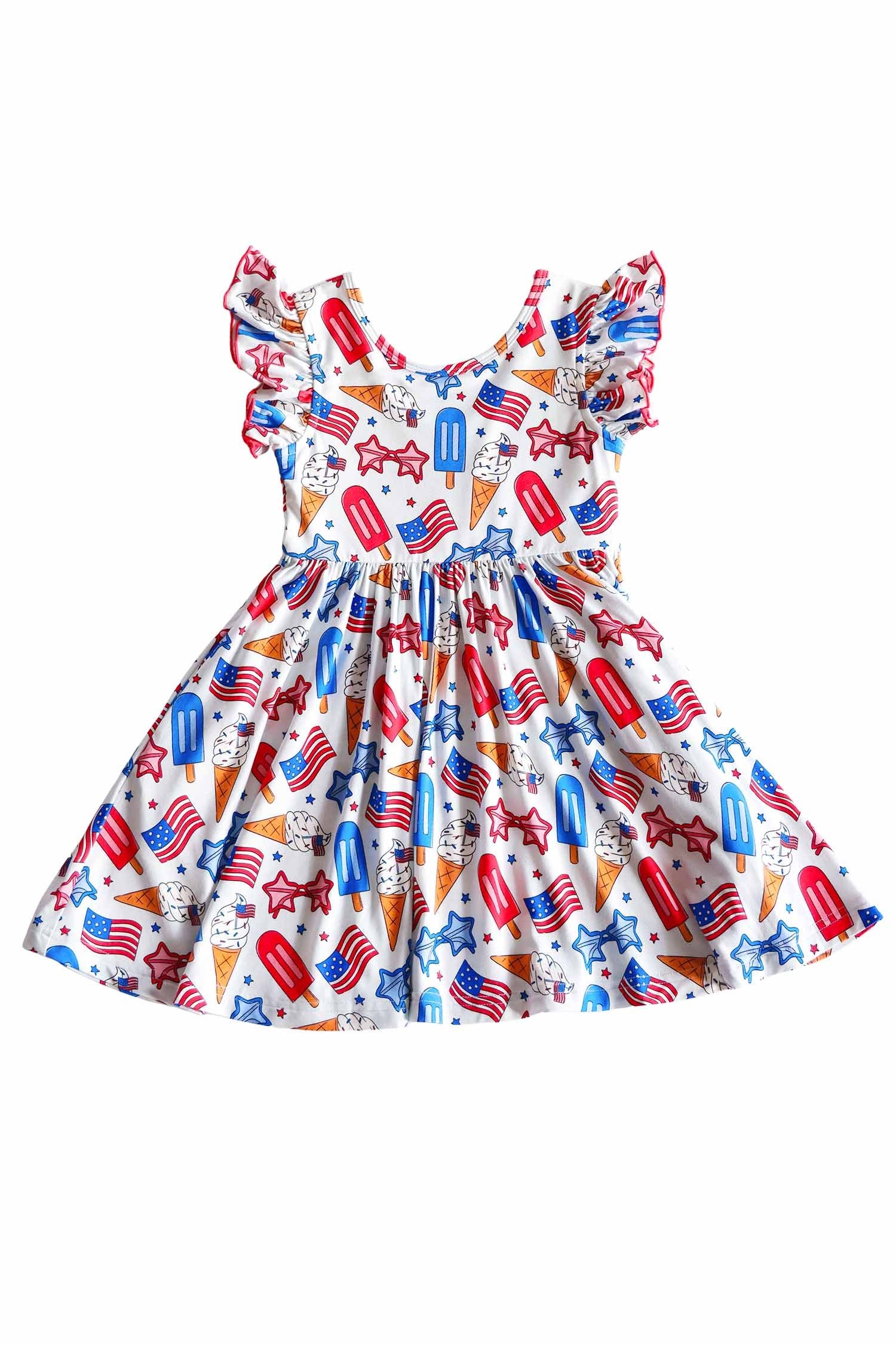 Ruffle Twirl Dress | Red, White & Cool