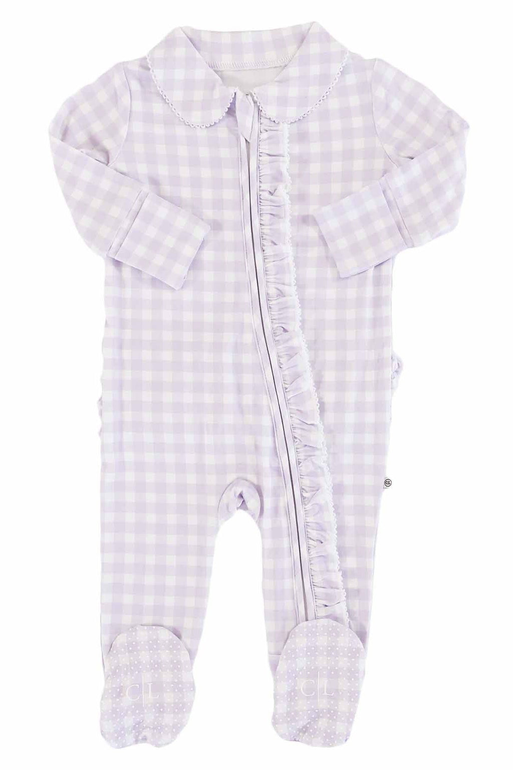 Peter Pan Collar Ruffle Zipper Footie