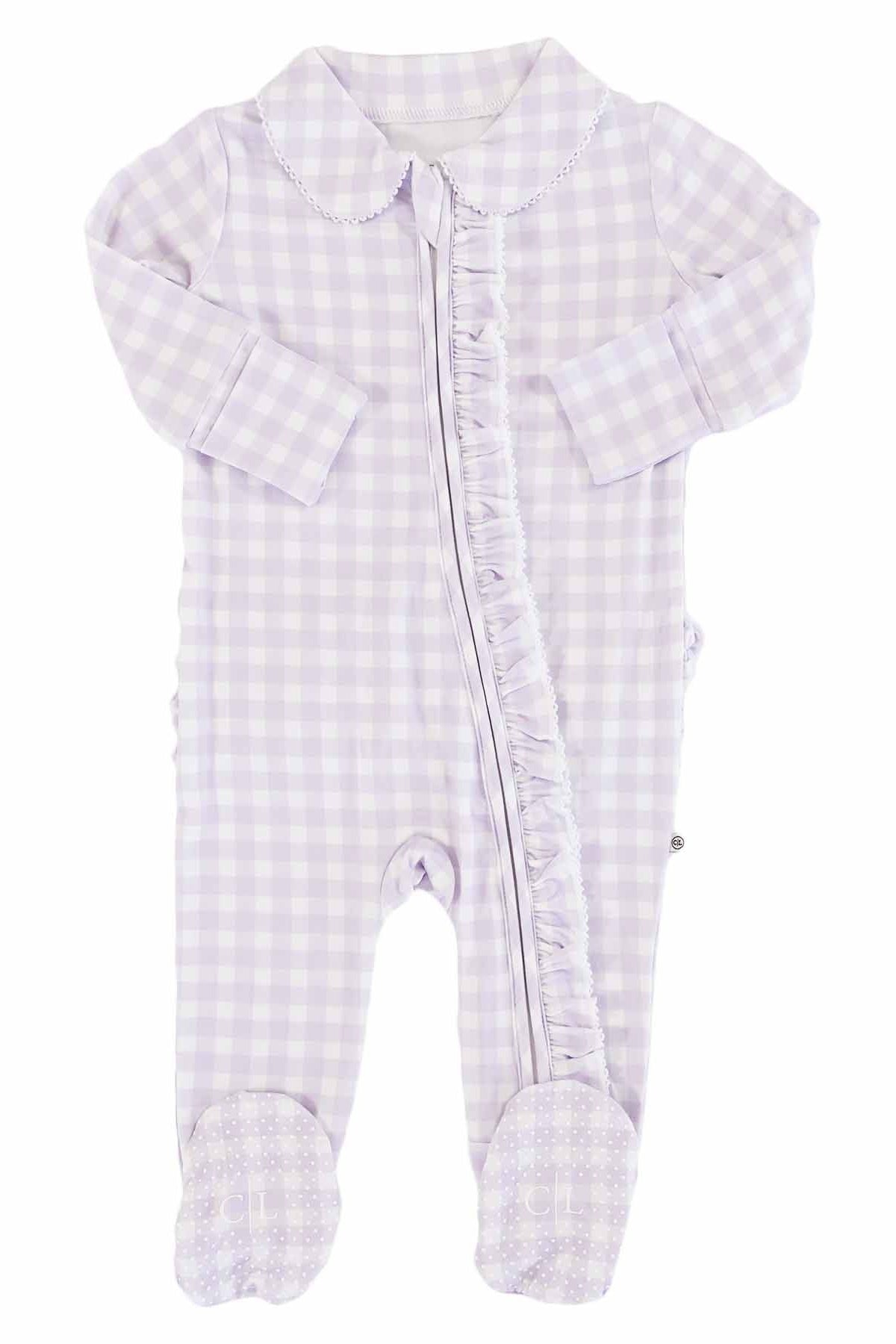 Peter Pan Collar Ruffle Zipper Footie