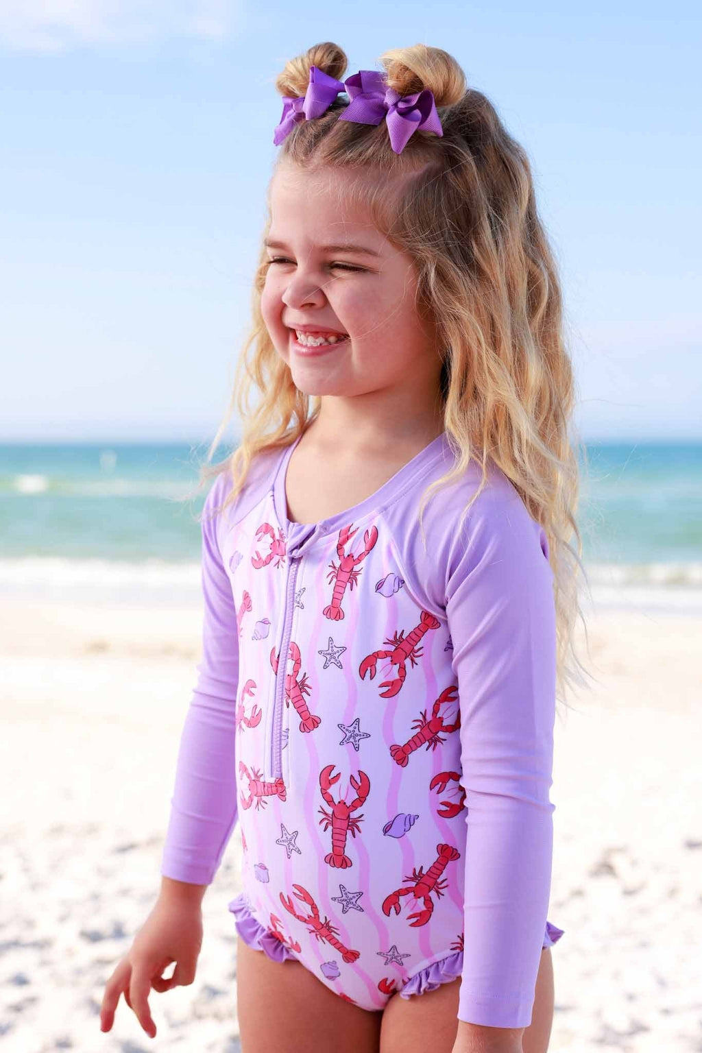Long Sleeve Rash Guard with Front Zipper | Pinch Me Pink