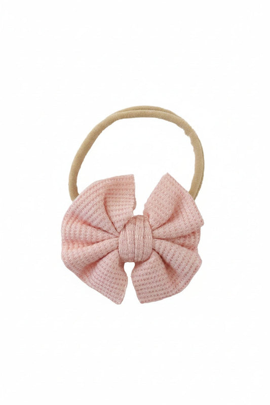 Lovely Pink Bamboo Waffle Bow Headband