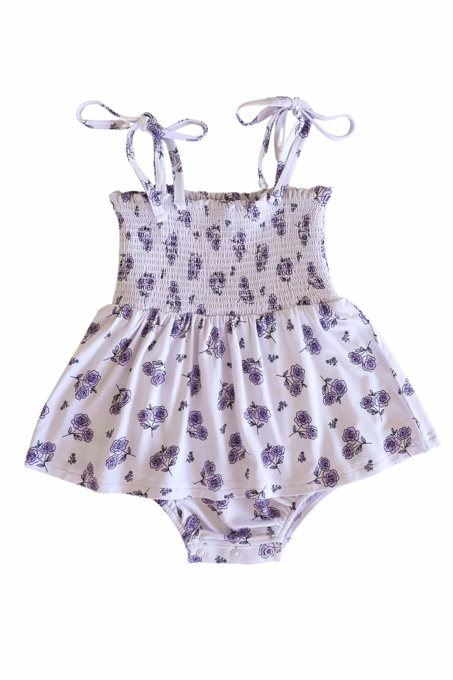 Smocked Twirl Bodysuit | Amethyst Garden