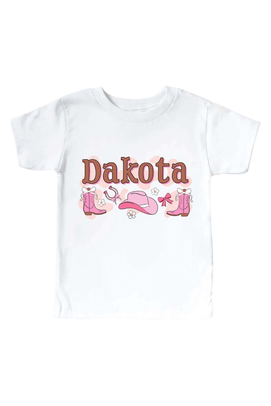 Personalized Rodeo Dreams Pink Graphic Bodysuit & Kids Tee | White