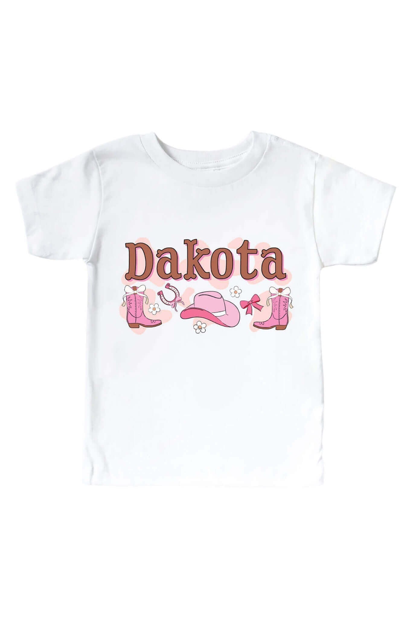 Personalized Rodeo Dreams Pink Graphic Bodysuit & Kids Tee | White
