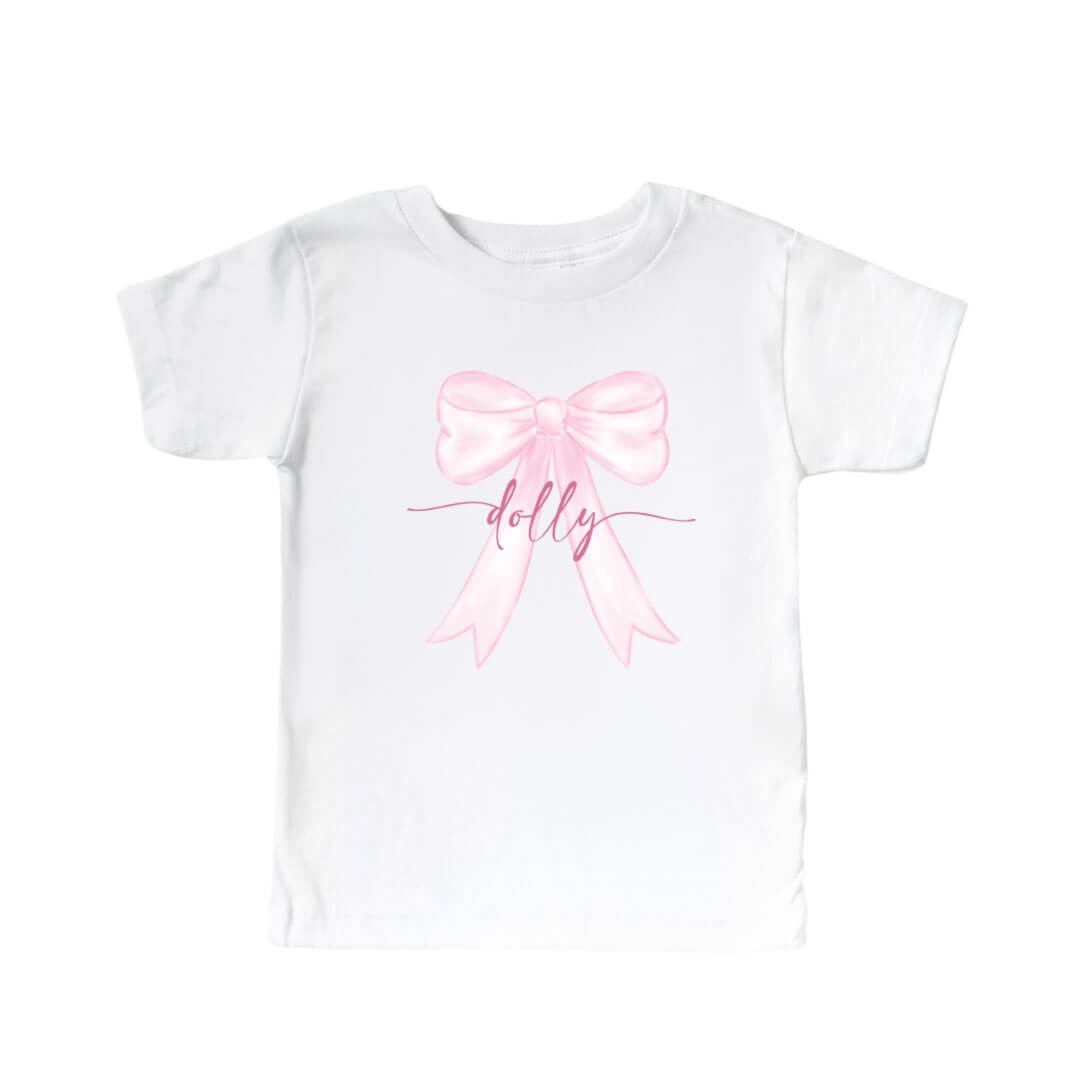 Personalized Bow Kids Graphic Tee | White