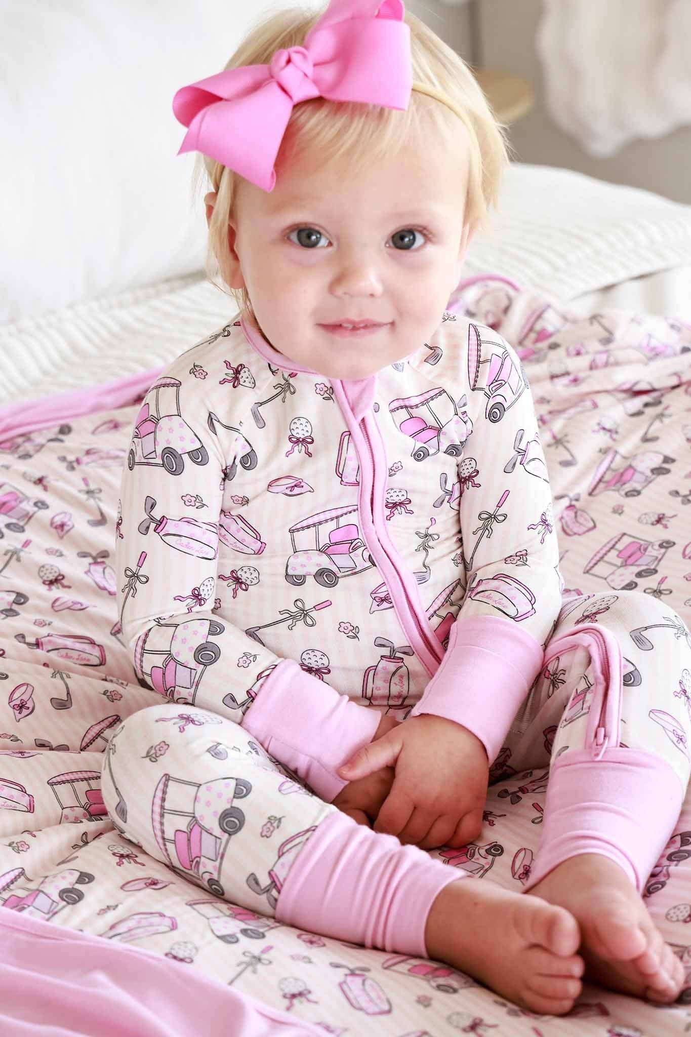 Convertible Bamboo Zip Romper | Caddie Crew Pink