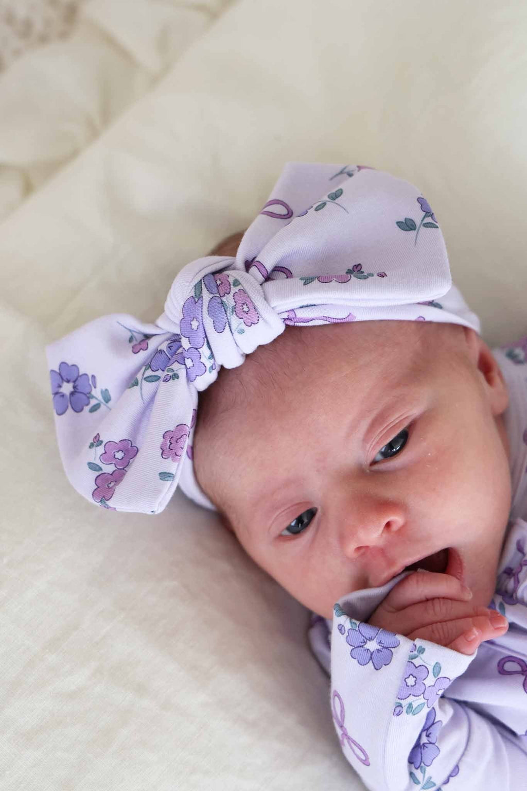 Ribbon & Roses Knit Large Bow Headwrap | Purple