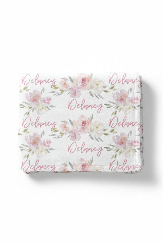 Delaney Dusty Blush Floral Personalized Toddler Blanket
