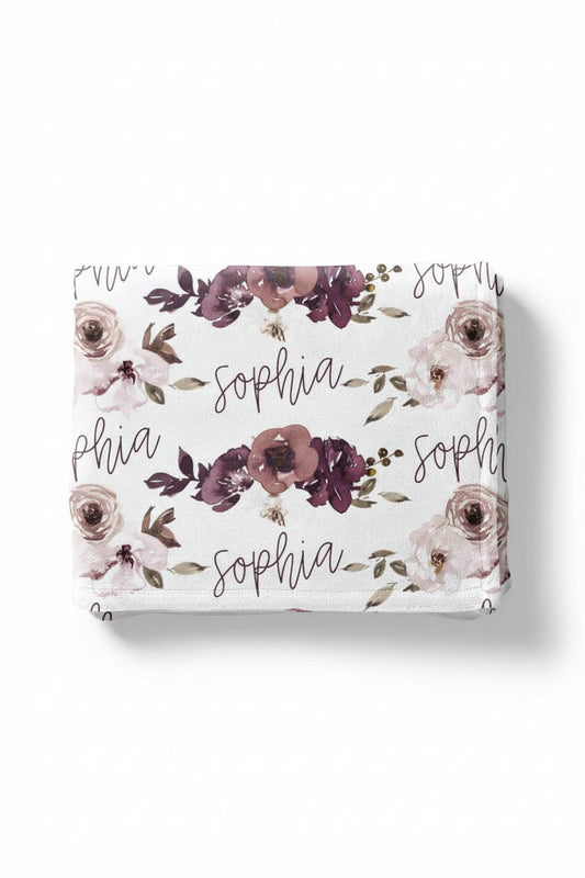 Demi's Dusty Purple Floral Personalized Toddler Blanket