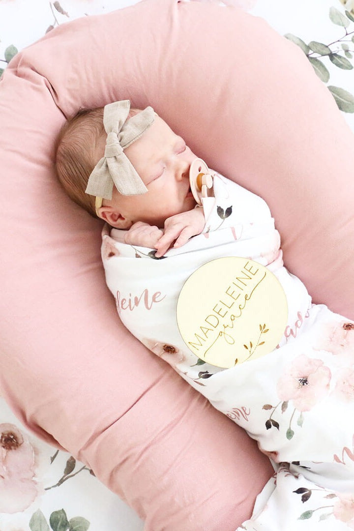 Millie's Dusty Rose Garden Personalized Baby Name Swaddle Blanket