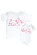 Butterfly Kisses Graphic Bodysuit & Kids Tee | White
