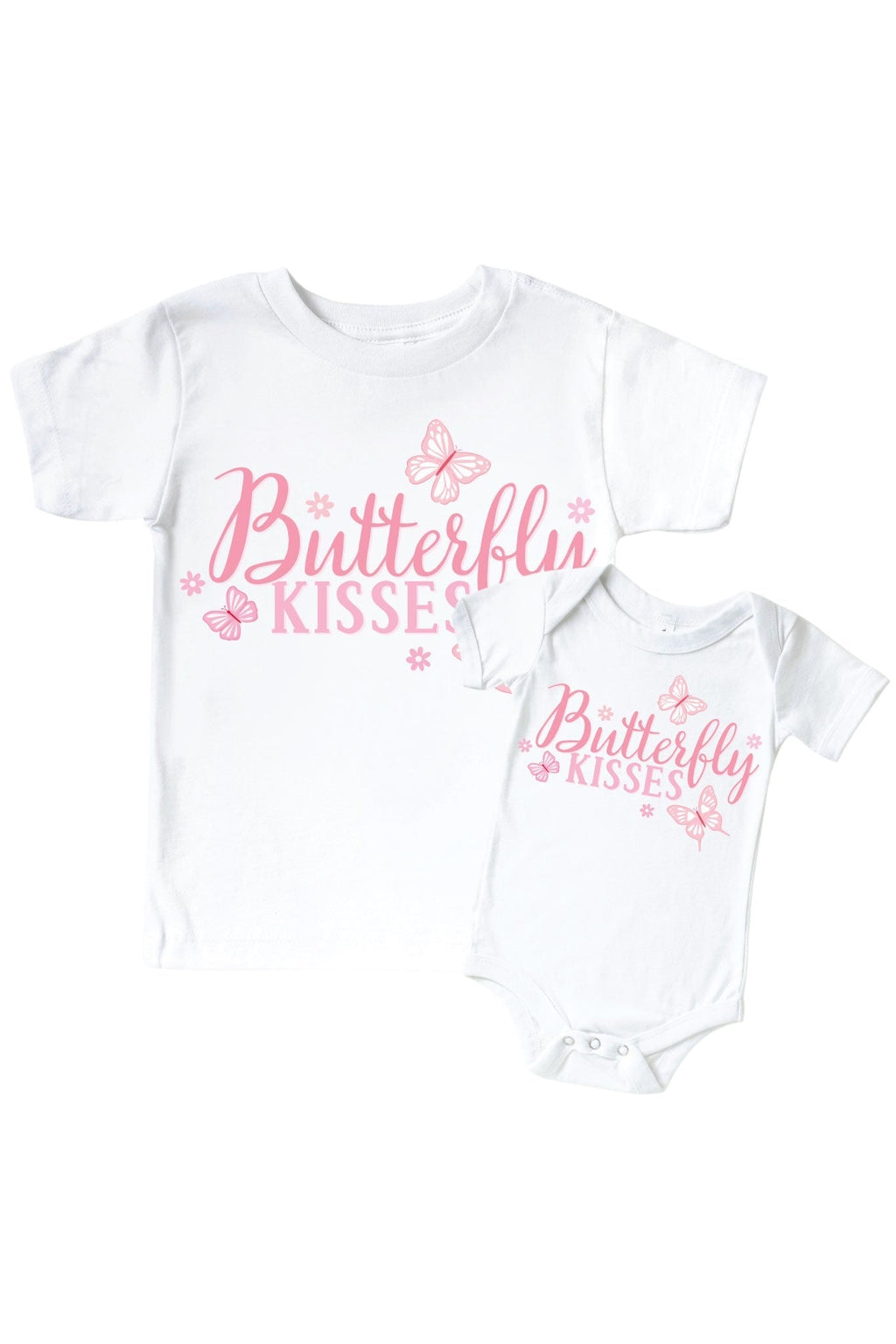 Butterfly Kisses Graphic Bodysuit & Kids Tee | White