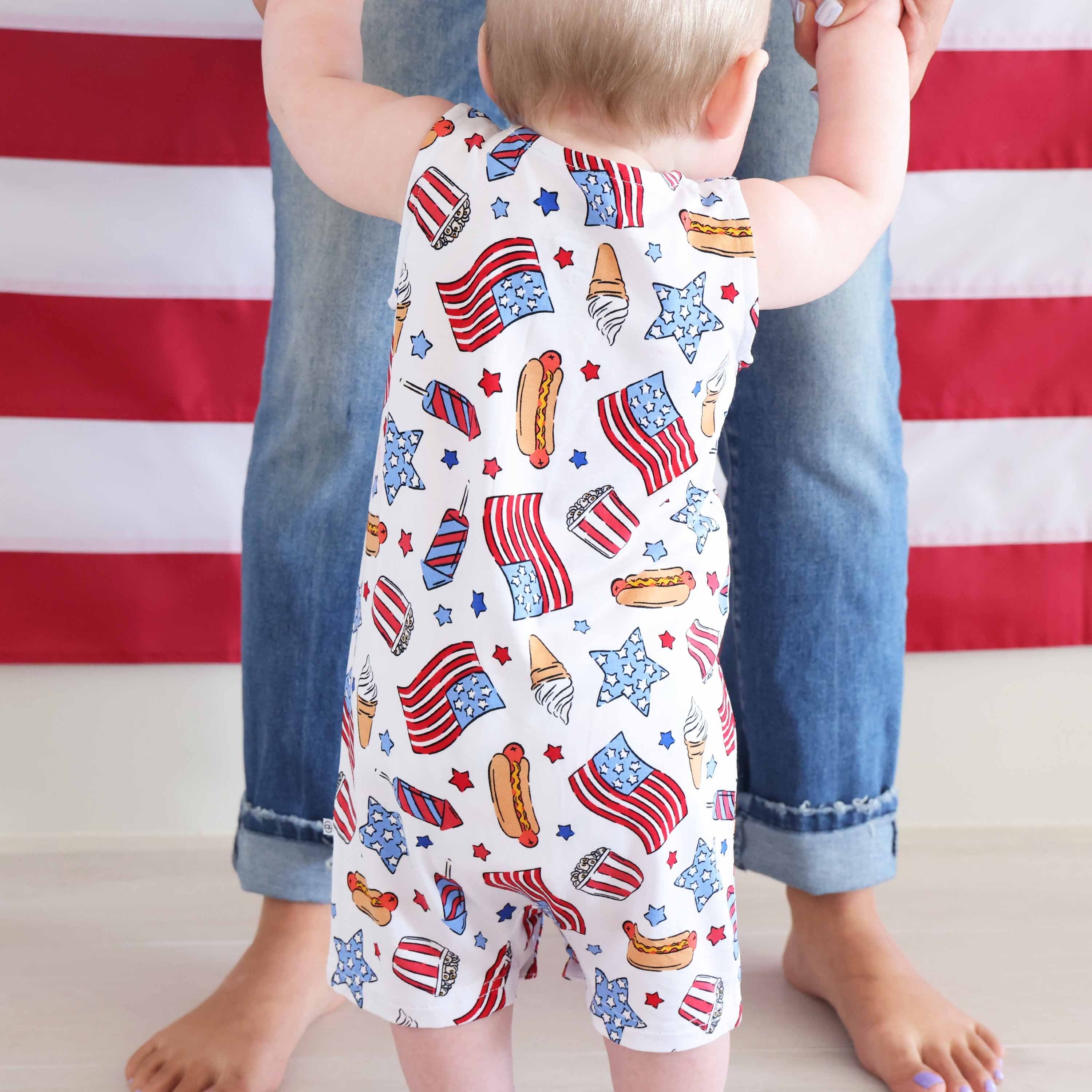 Sleeveless Snap Romper | Party in the USA Fireworks