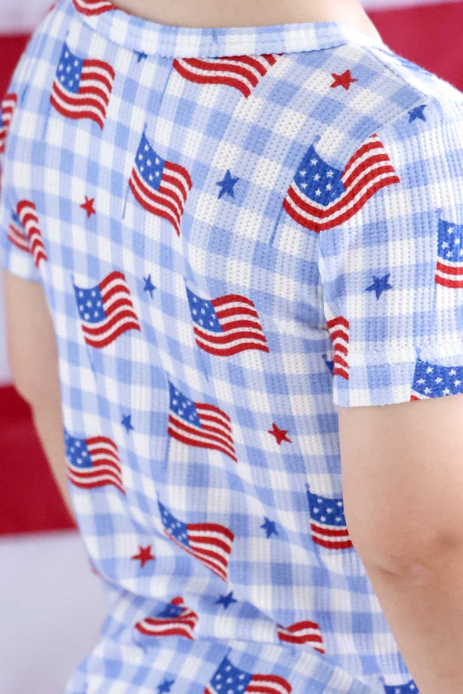 Bamboo Waffle Two Piece Pajama Set | Star-Spangled Picnic