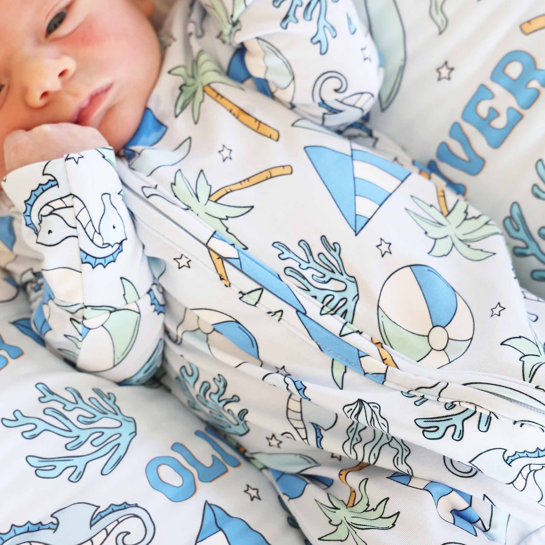 Tiny Tides Zipper Footie | Blue