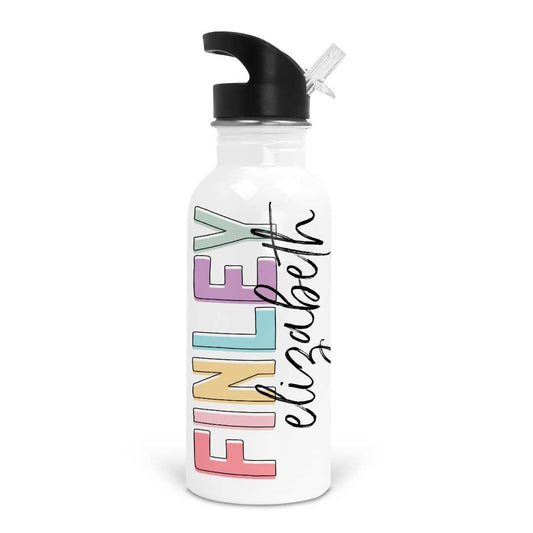 Unicorn Color Block Personalized Kids Water Bottle