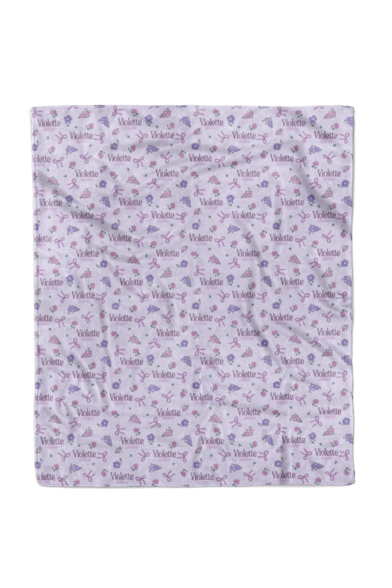 Ribbon & Roses Personalized Kids Blanket | Purple