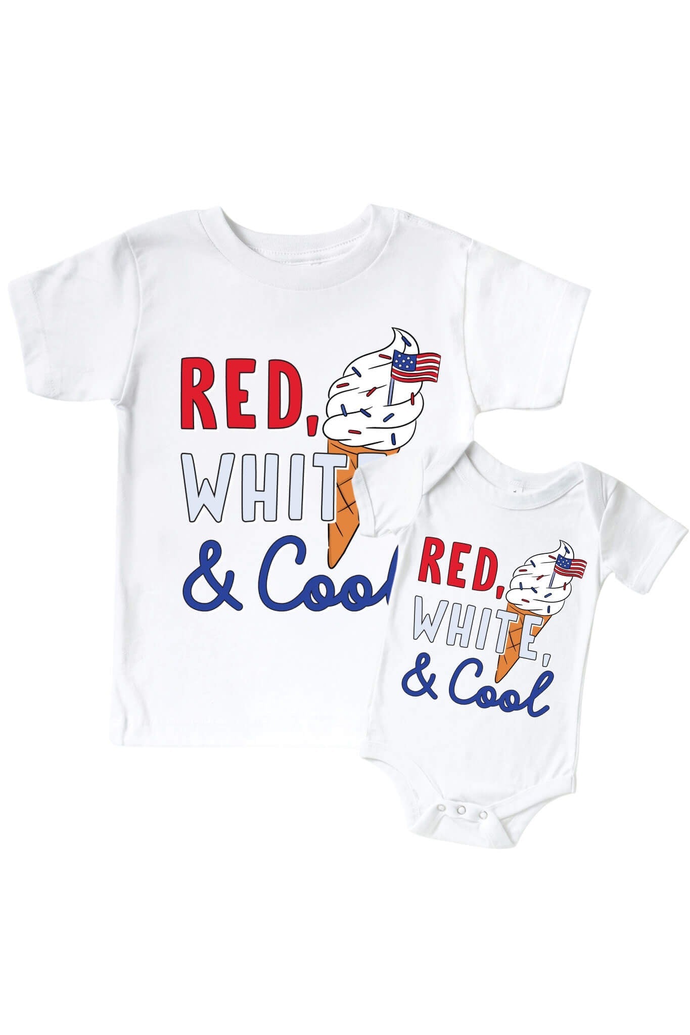 Red, White & Cool Graphic Bodysuit & Kids Tee | White