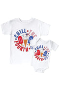 Chill The Fourth Out Graphic Bodysuit & Kids Tee | White