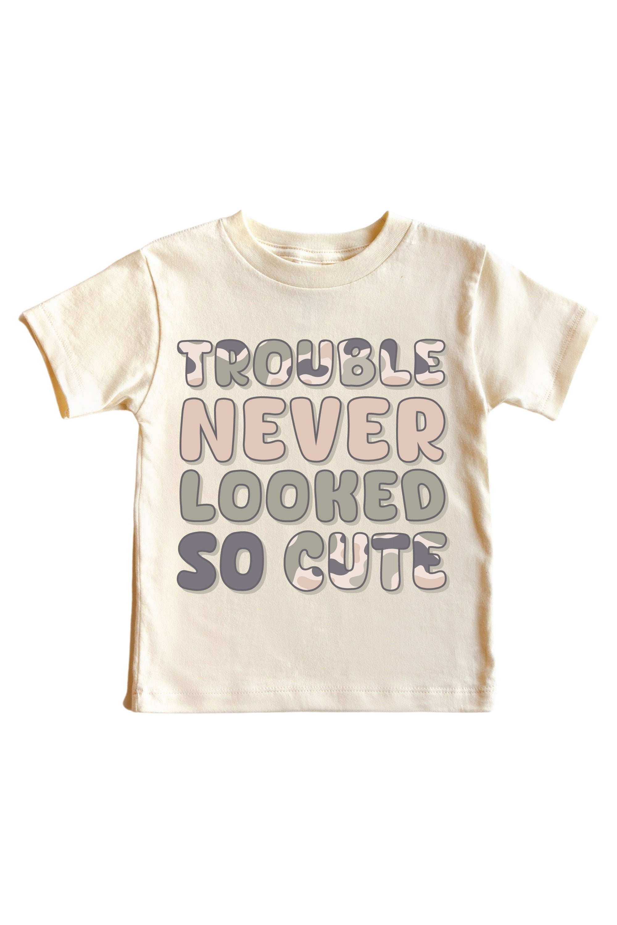 Cute Trouble Graphic Bodysuit & Kids Tee | Natural