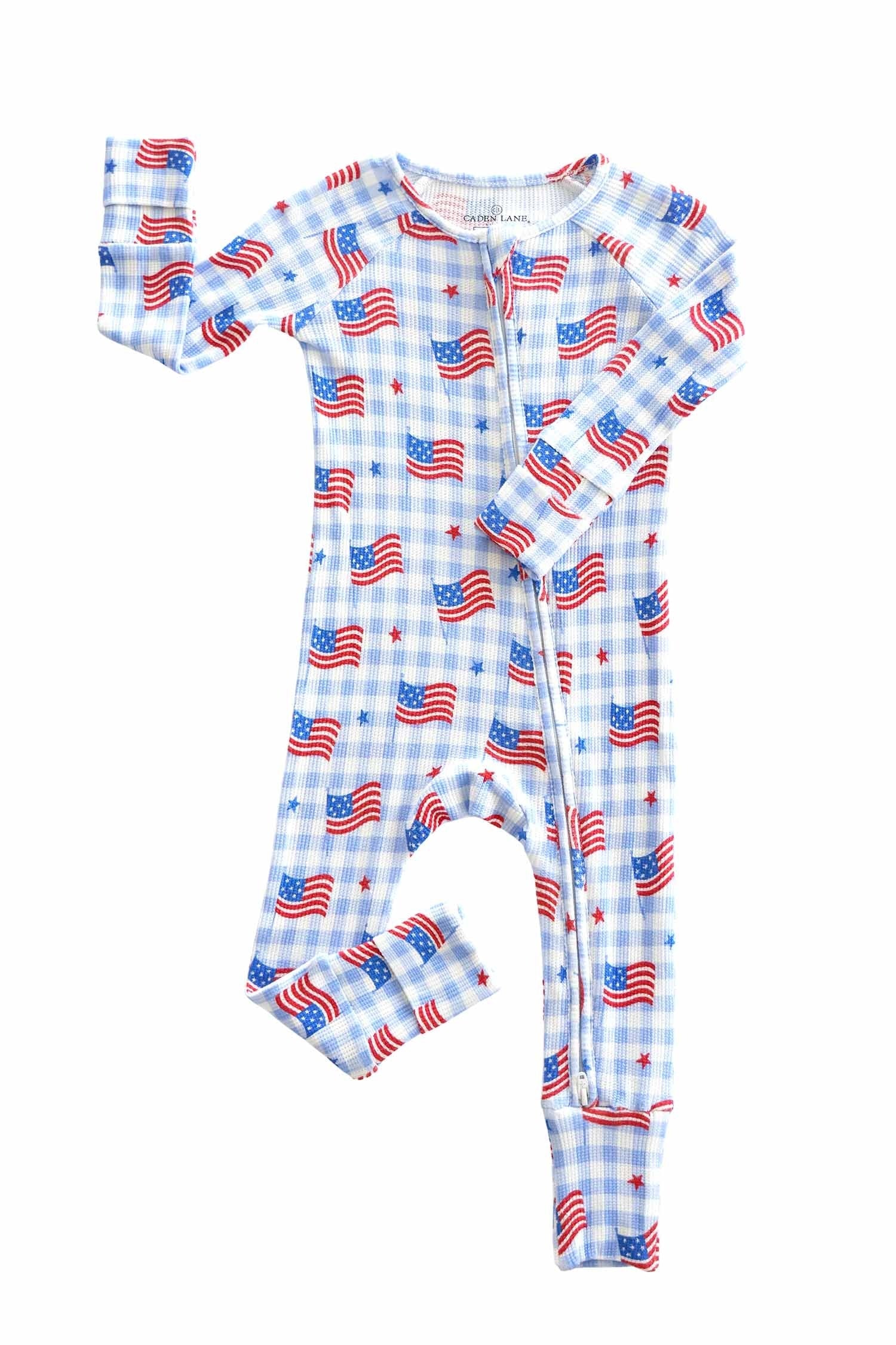 Bamboo Waffle Convertible Zip Romper | Star-Spangled Picnic