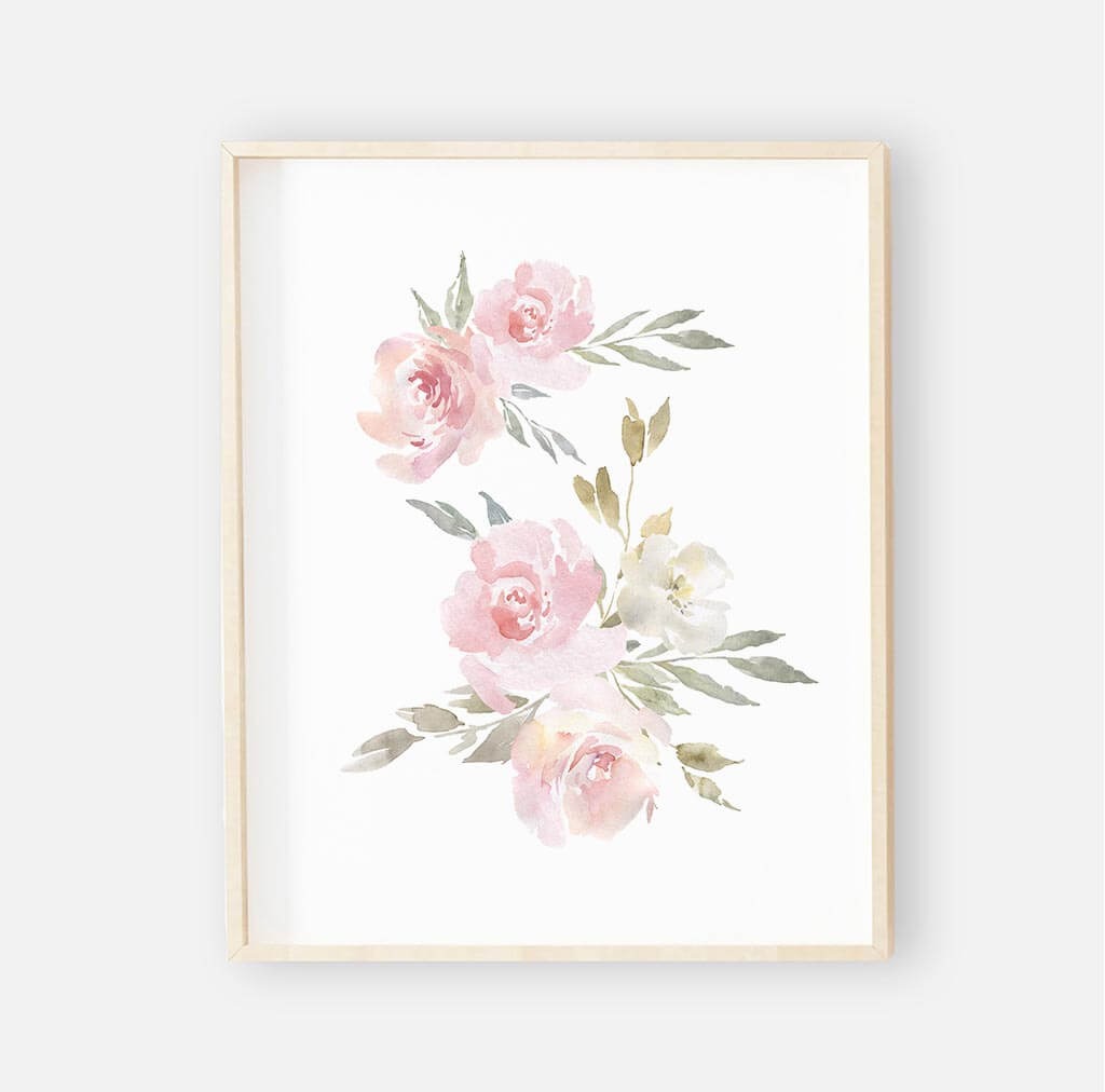 Delaney Dusty Blush Floral Bundled Digital Nursery Art