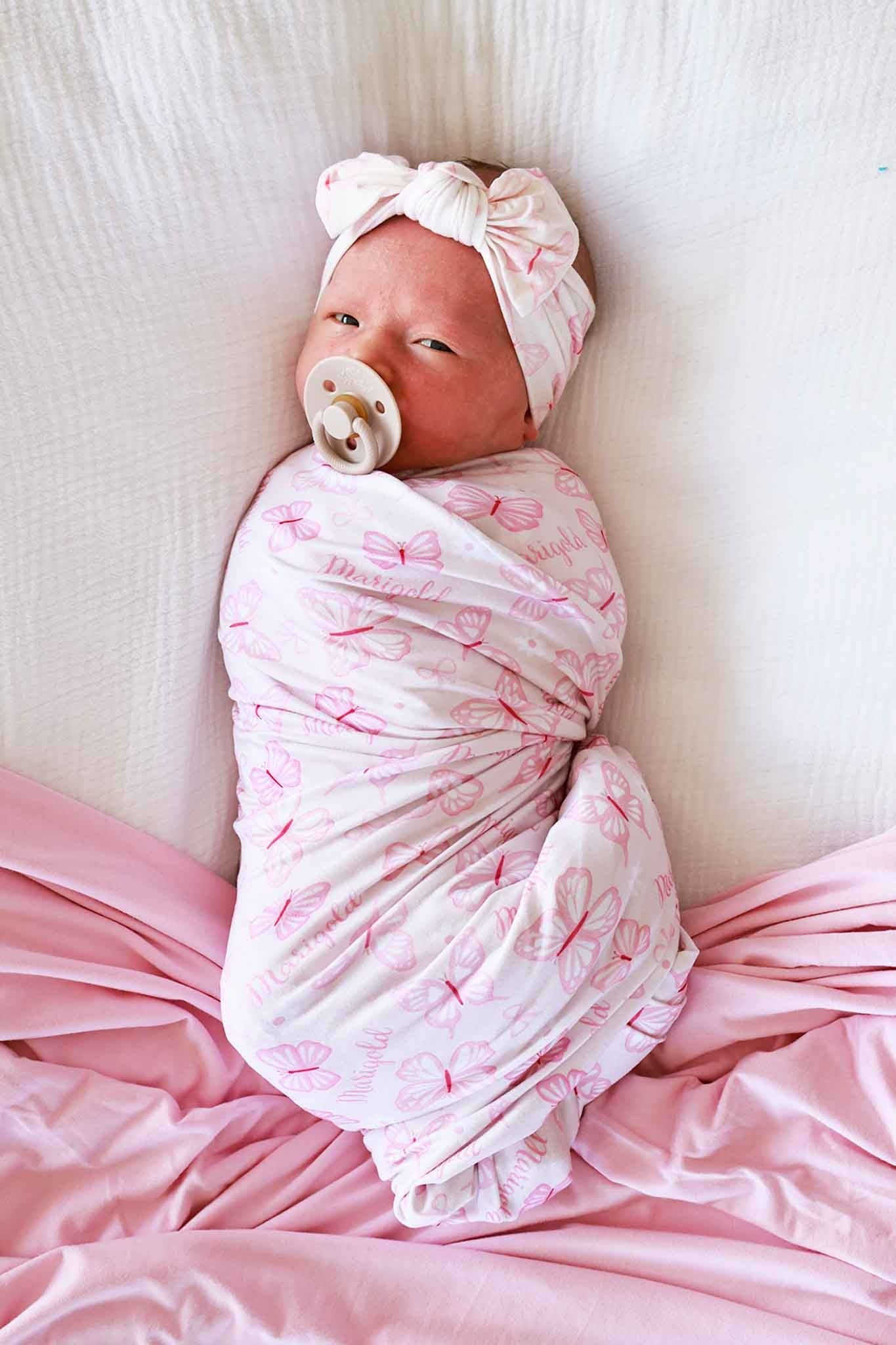 Personalized Swaddle Blanket | Blooming Butterflies