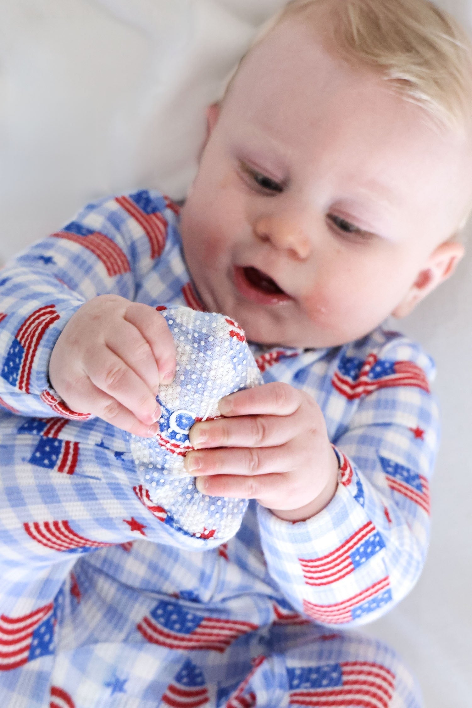Bamboo Waffle Zipper Footie | Star-Spangled Picnic