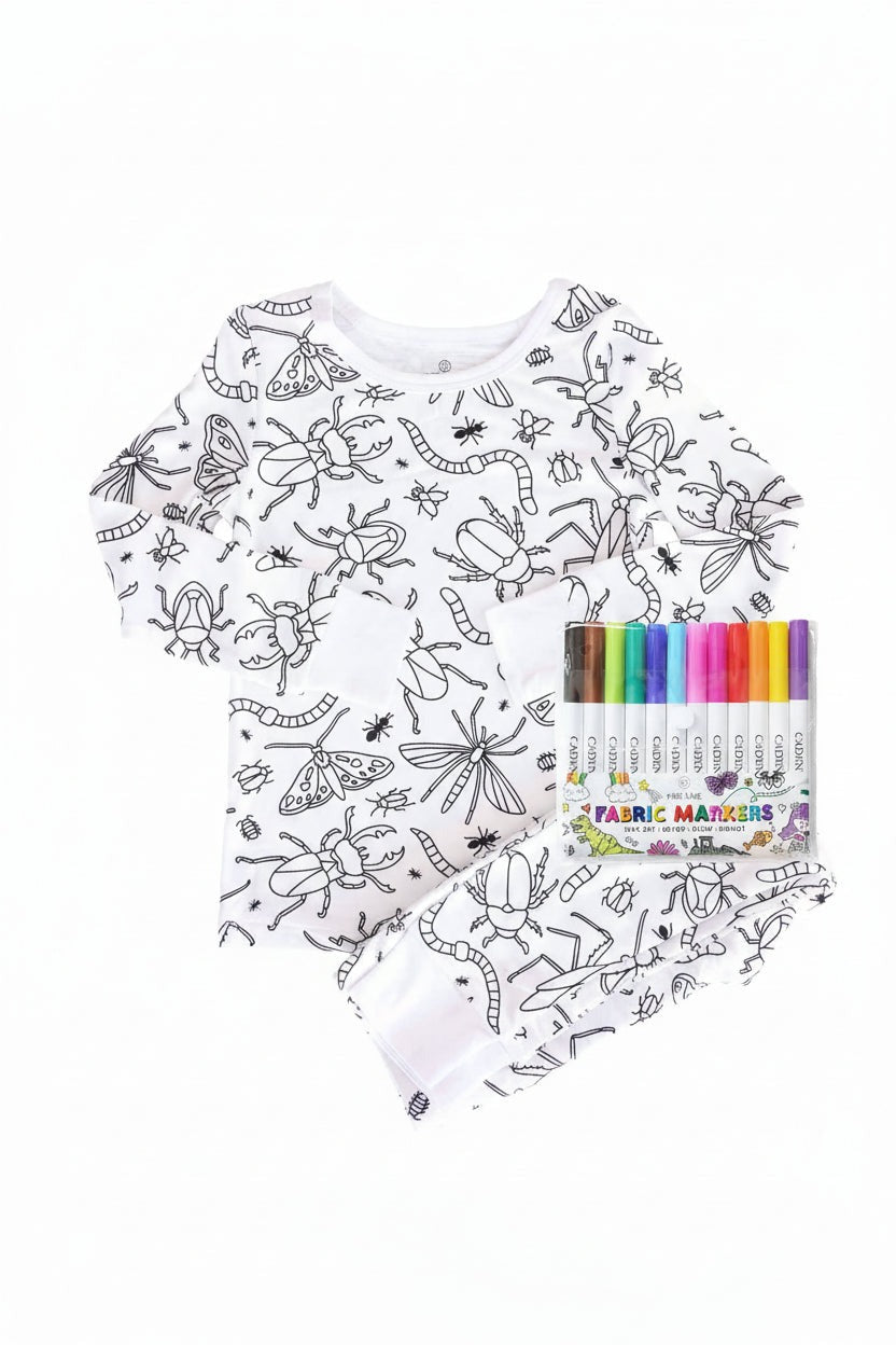 Colorable Two Piece Pajama Set | Doodle Bugs