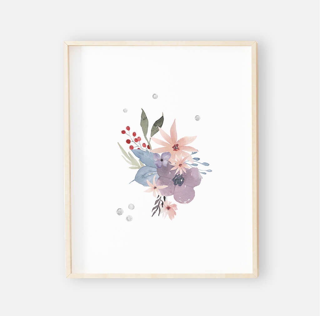 Rowan's Dusty Purple Floral Digital Nursery Art Group