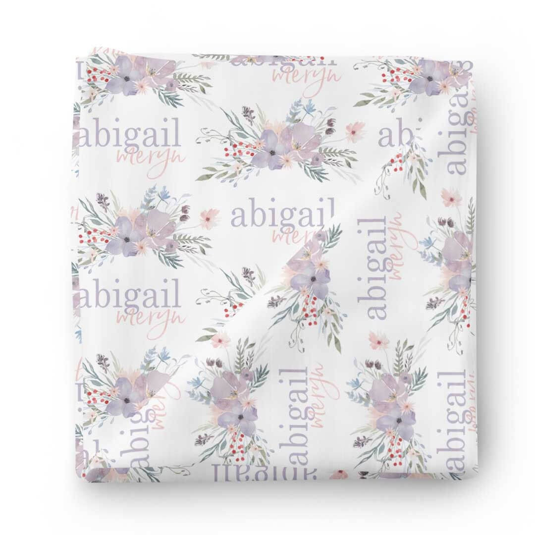 Rowan's Dusty Purple Personalized Baby Name Swaddle Blanket