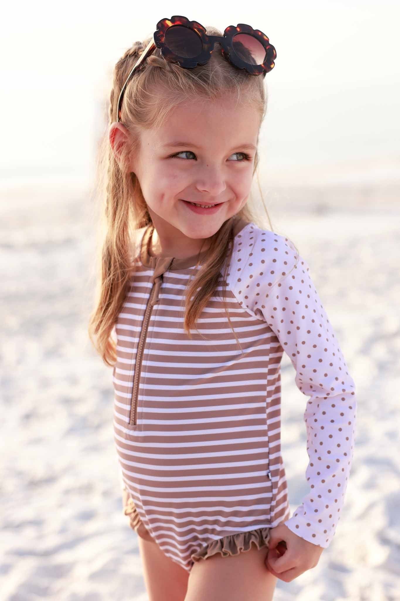 Long Sleeve Rash Guard with Front Zipper | Sandy Stripes