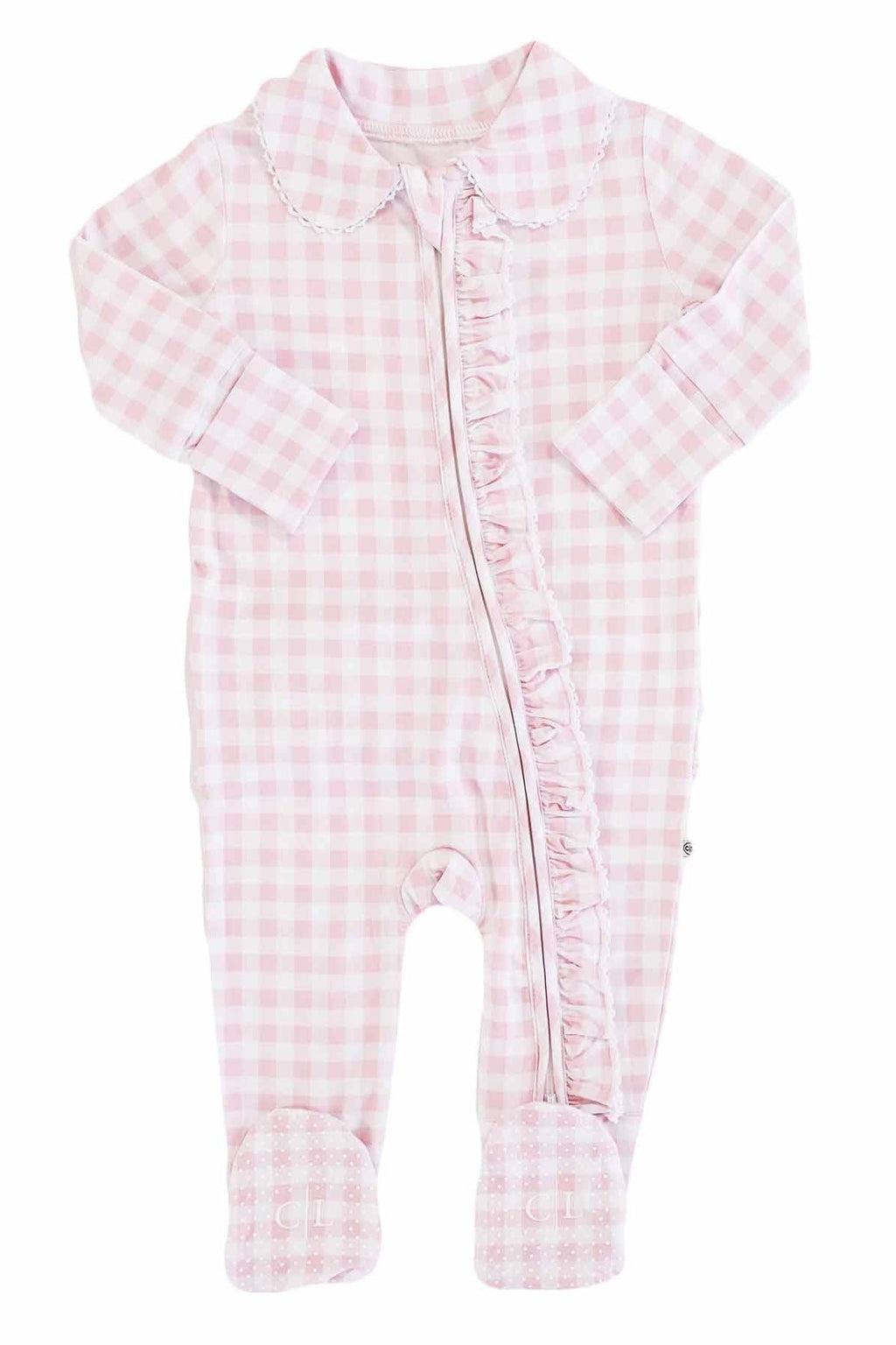 Peter Pan Collar Ruffle Zipper Footie