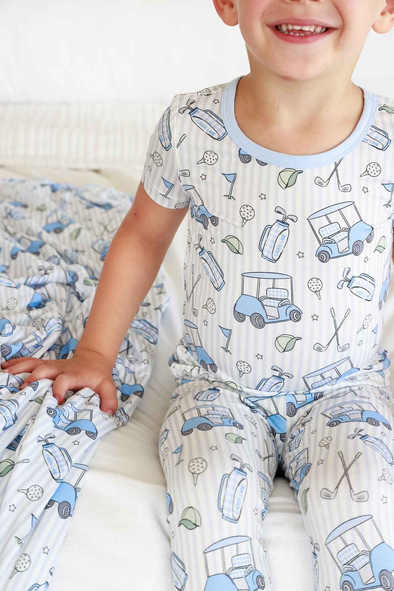 Two Piece Bamboo Pajama Set | Caddie Crew Blue
