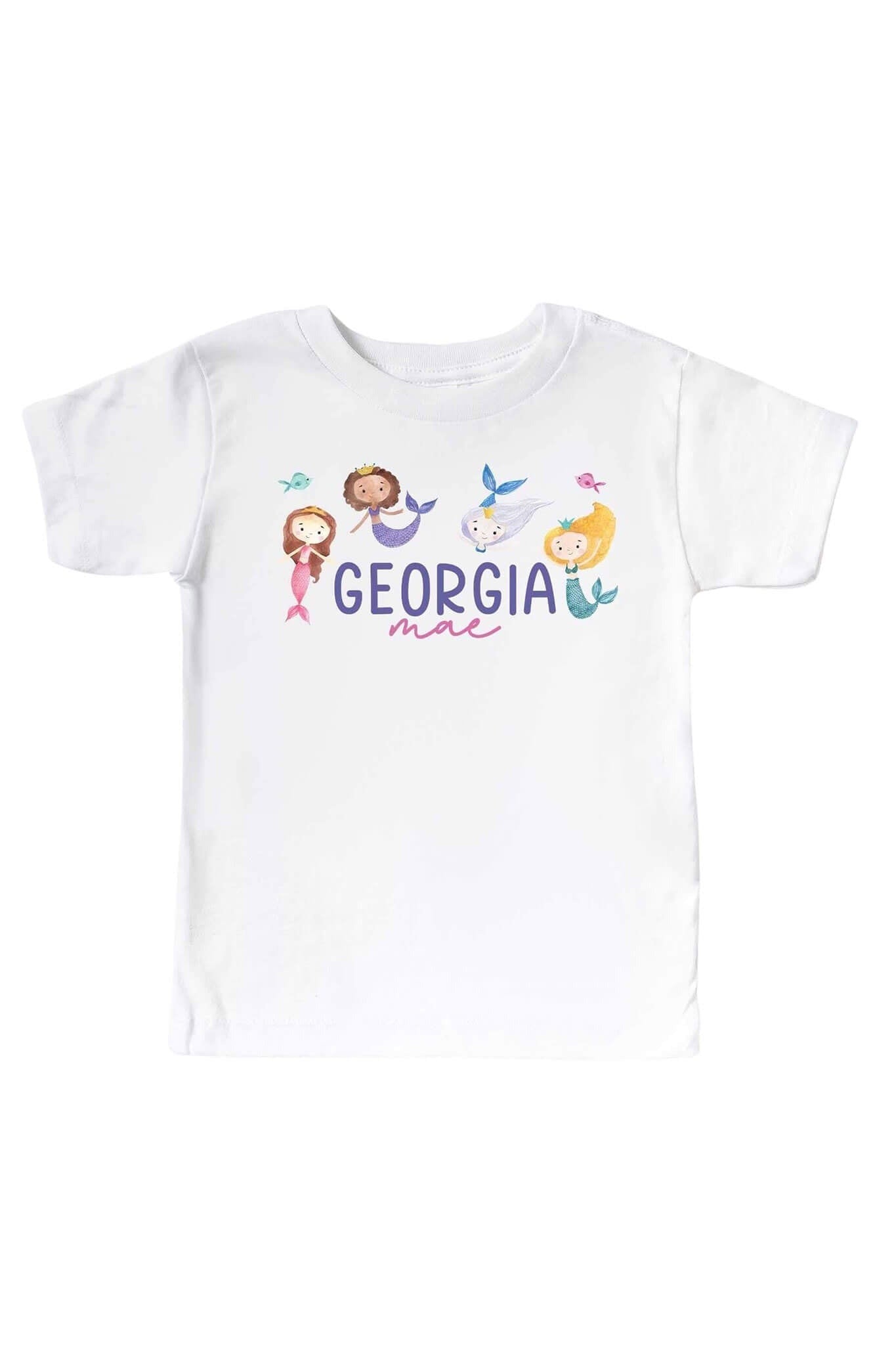 Personalized Mermaid Tales Kids Graphic Tee | White