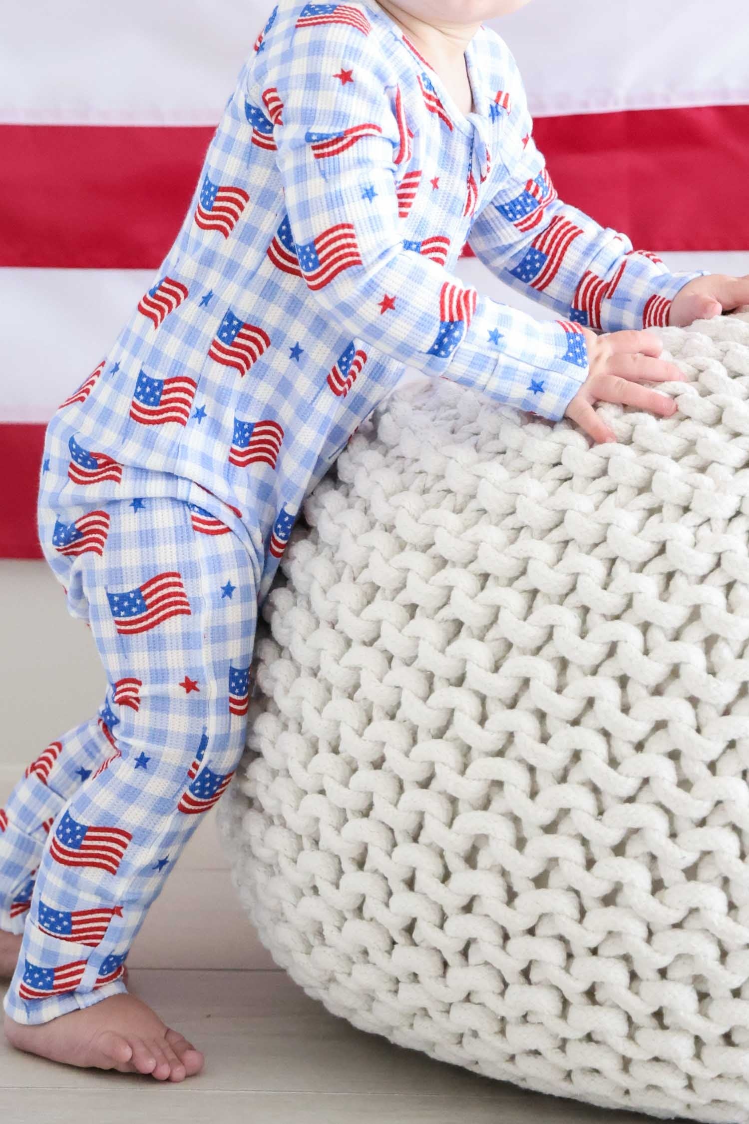 Bamboo Waffle Convertible Zip Romper | Star-Spangled Picnic