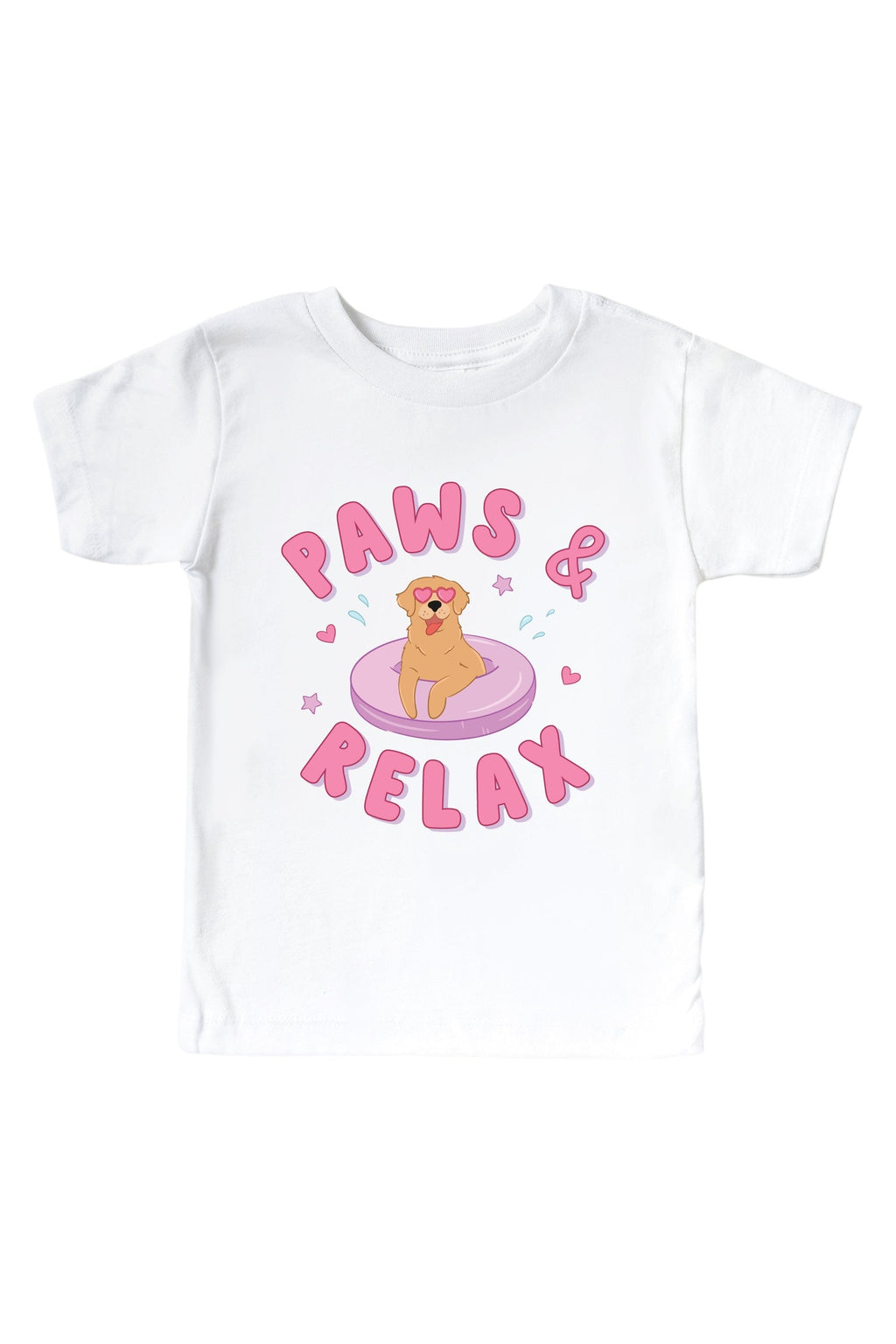 Paws & Relax Pink Graphic Bodysuit & Kids Tee | White
