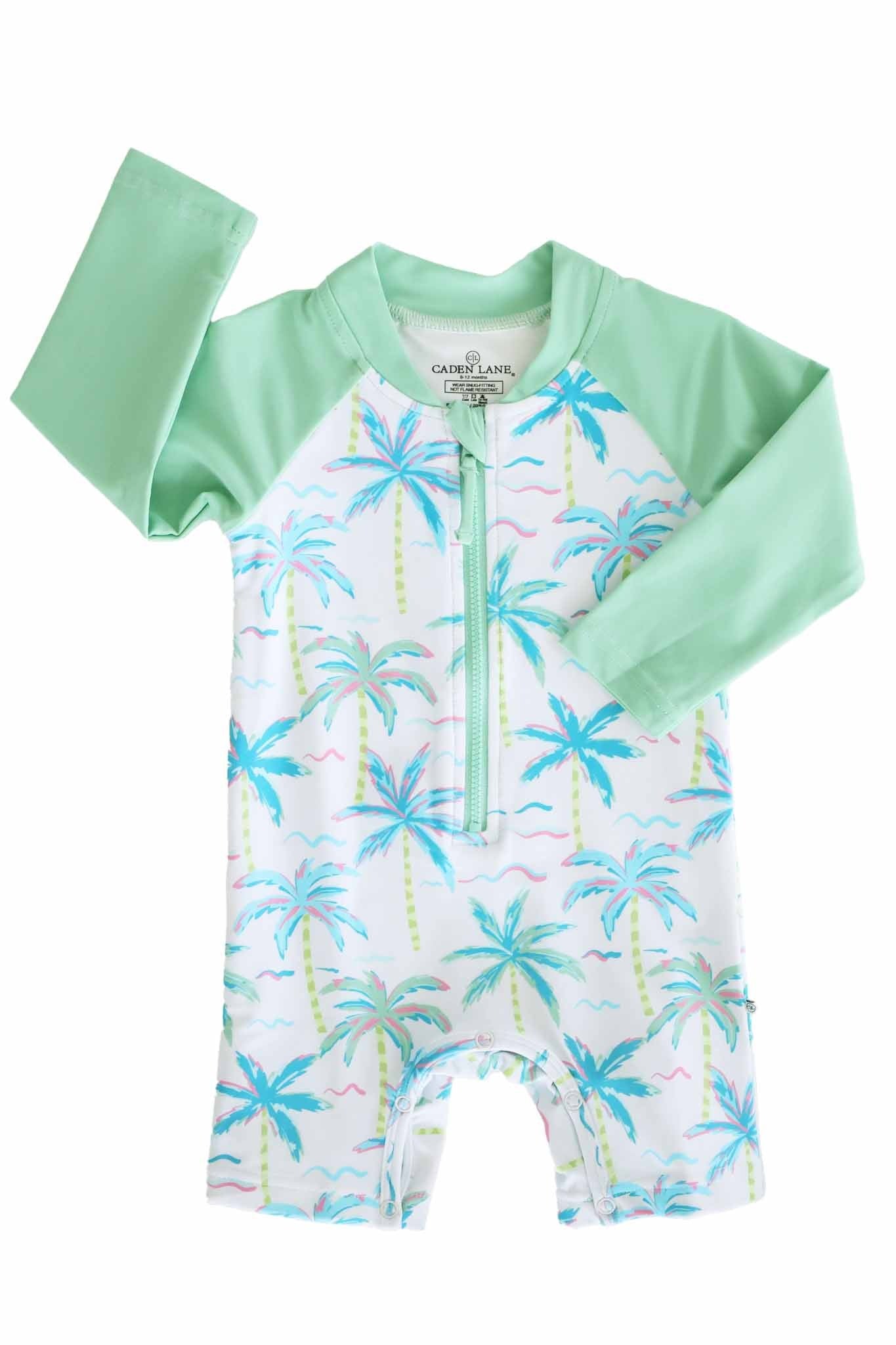 Long Sleeve Rash Guard Swim Romper Shortie | Blue Lagoon