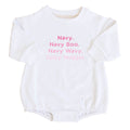 Personalized Bright Pink Nickname Graphic Sweatshirt Bubble Romper | White
