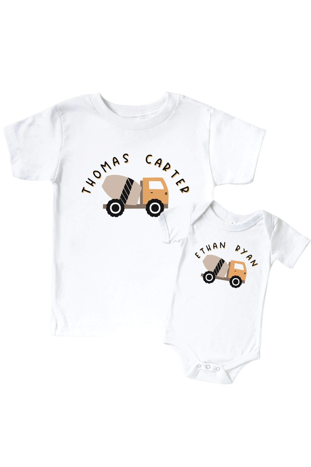 Personalized Little Builder Graphic Bodysuit & Kids Tee | White