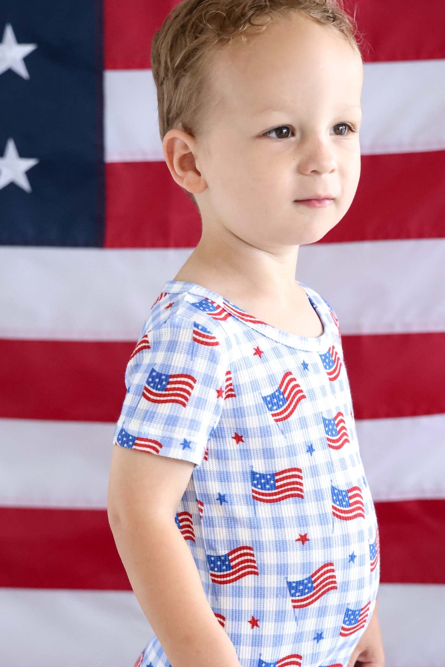 Bamboo Waffle Two Piece Pajama Set | Star-Spangled Picnic