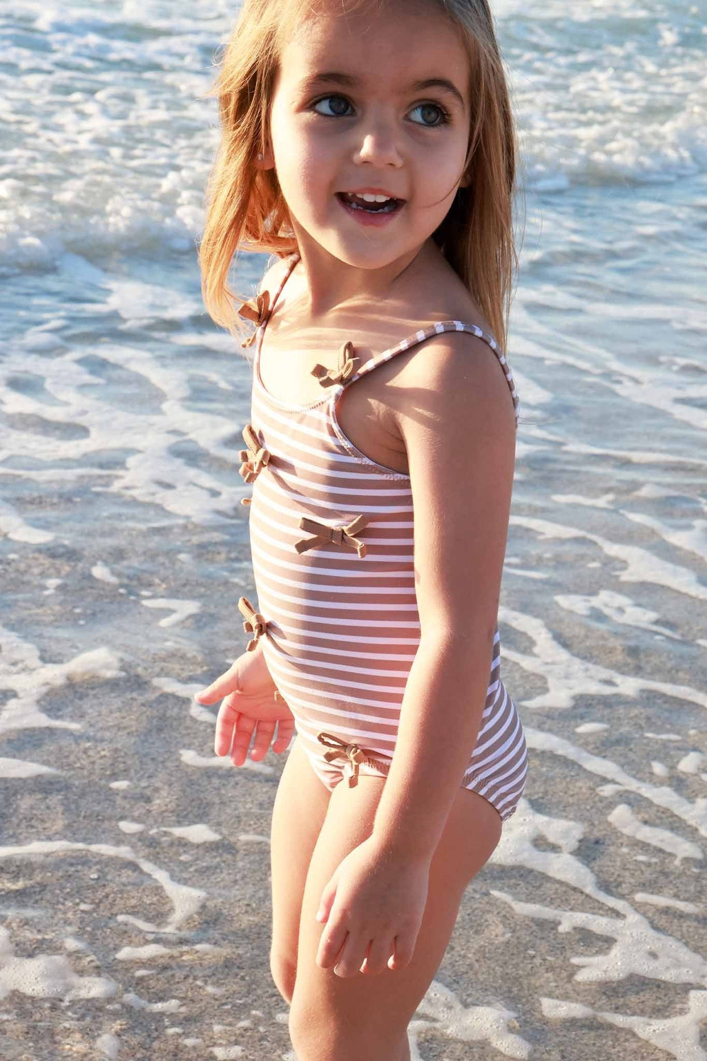 Tiny Bows One Piece | Sandy Stripes