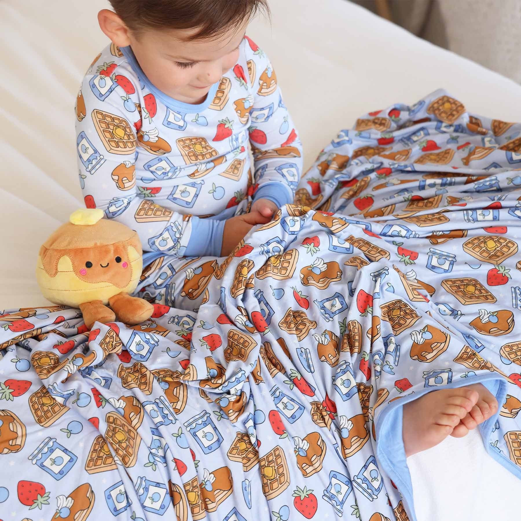Sweet Stacks Double Sided Bamboo Blanket | Blue