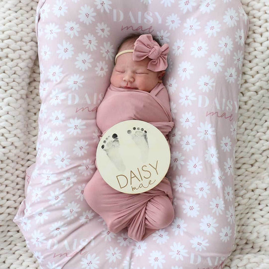 Pink Daisy Personalized Swaddle Blanket