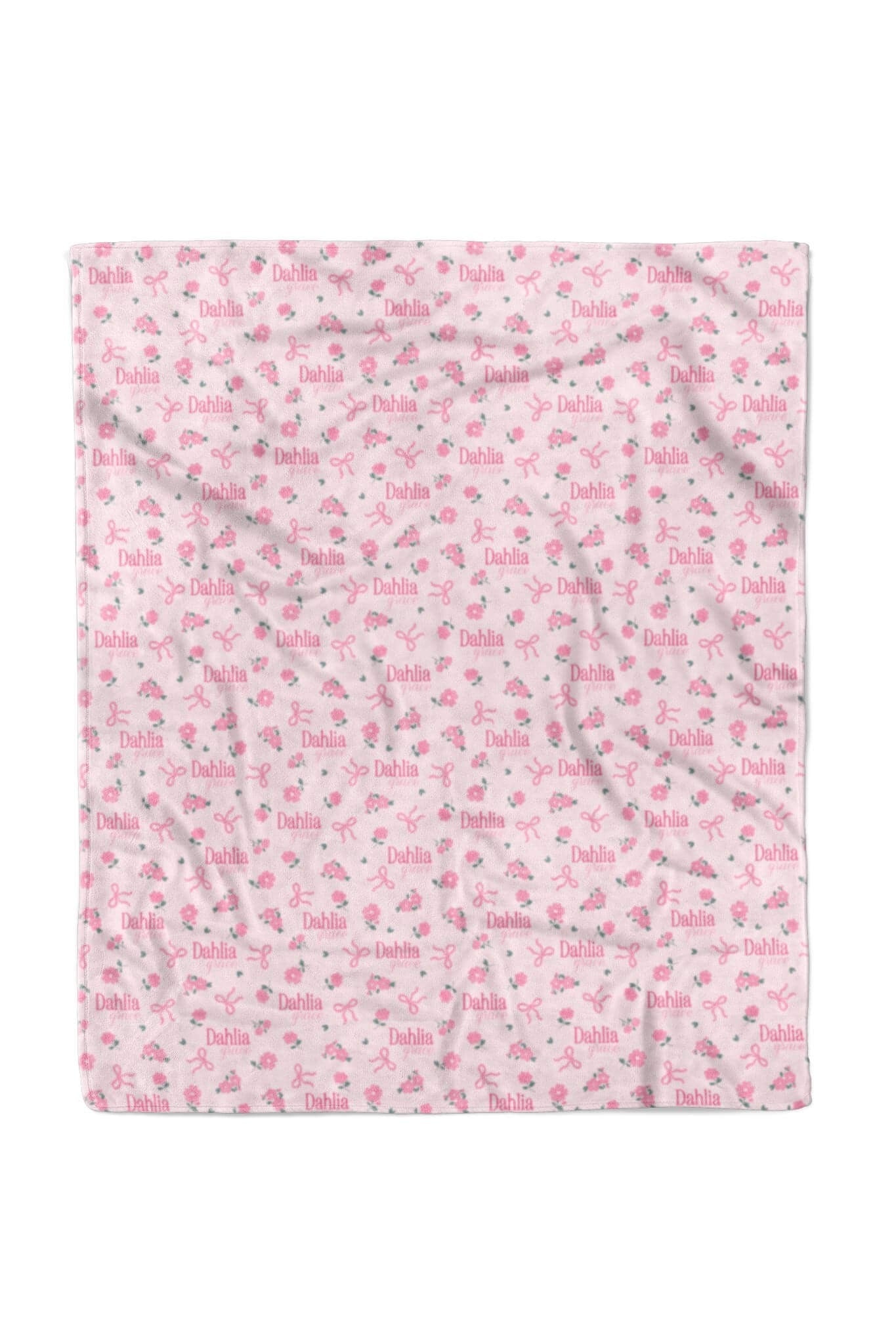 Ribbon & Roses Personalized Kids Blanket | Pink