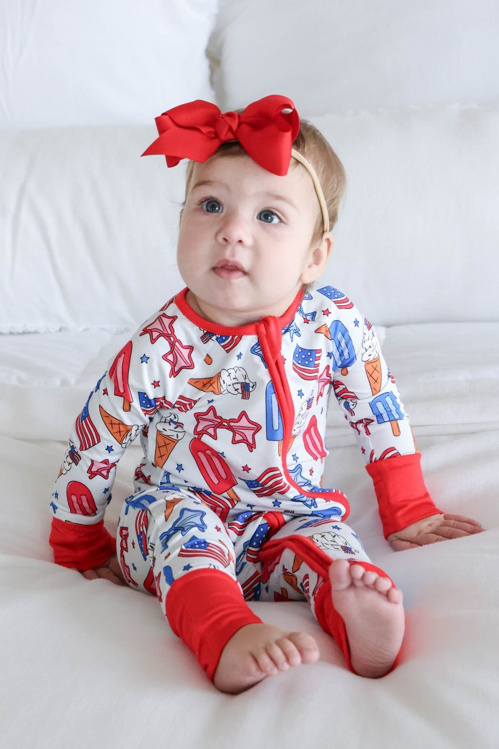 Convertible Zip Romper | Red, White & Cool