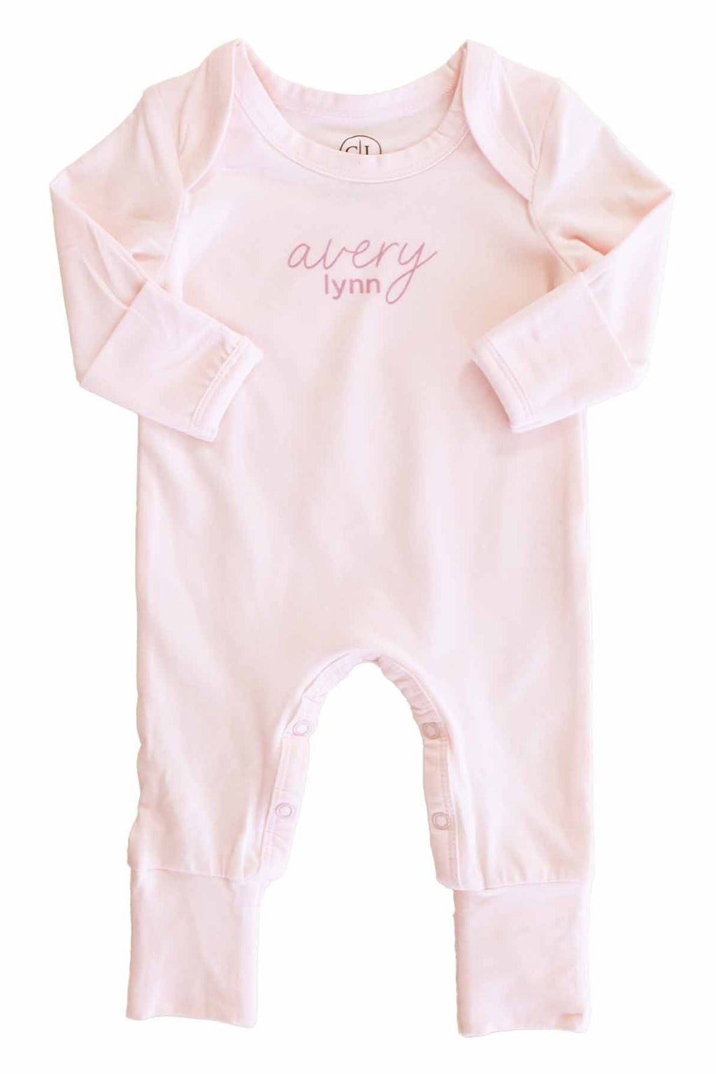 Personalized Full Length Snap Romper | Blush