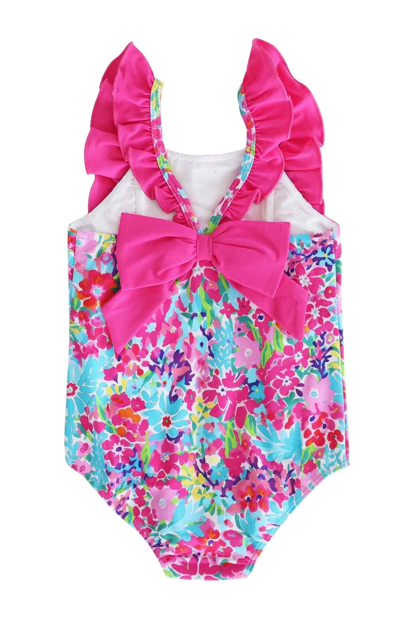 Double Ruffle Bow Back One Piece | Petal Splash